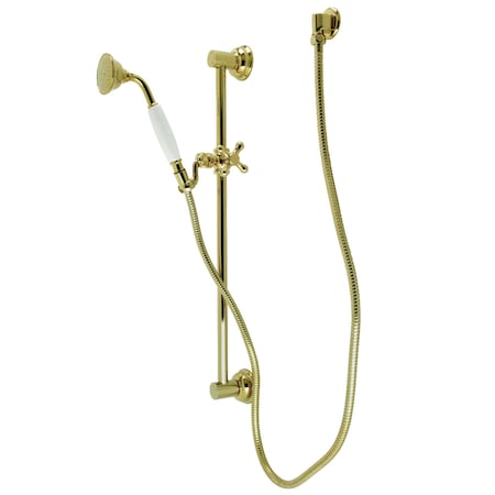 Kingston Brass KAK3522W2 Hand Shower Combo with Slide Bar, Polished Brass KAK3522W2